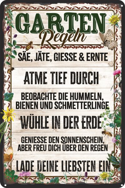 Blechschild für Garten und Natur Liebhaber, lustiger Spruch für Gärtner, wetterfest und lichtecht