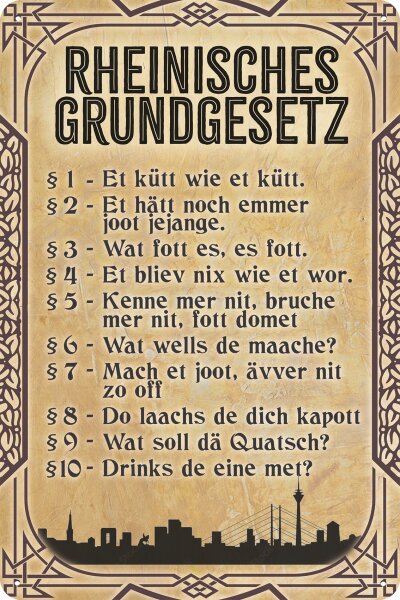 Blechschild lustiger Spruch, Rheinisches Grundgesetz