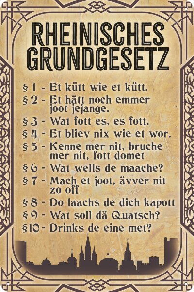 Blechschild lustiger Spruch, Rheinisches Grundgesetz