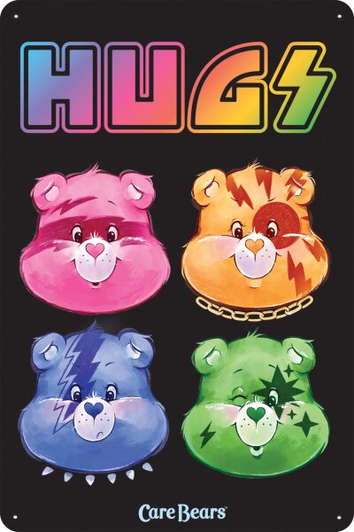 Blechschild, GLÜCKSBÄRCHIS, kult Figuren der 80er, Kinderzimmer Deko (Care Bears 4)