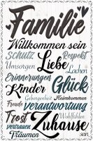 Blechschild, liebe Worte, positives Denken, Familie ist...
