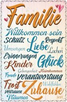 Blechschild, liebe Worte, positives Denken, Familie ist...
