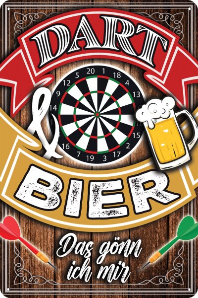 Blechschild, lustiger Spruch zum Thema Bier (Bier & Darts)