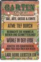 Blechschild f&uuml;r Garten und Natur Liebhaber, lustiger...